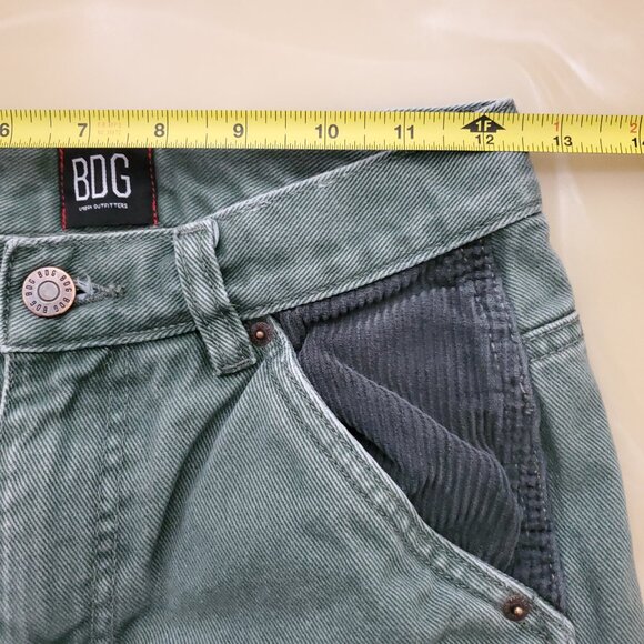 BDG Urban Outfitters Jack High-Waisted Carpenter Jean – Olive Green Corduroy 25 - Picture 9 of 13
